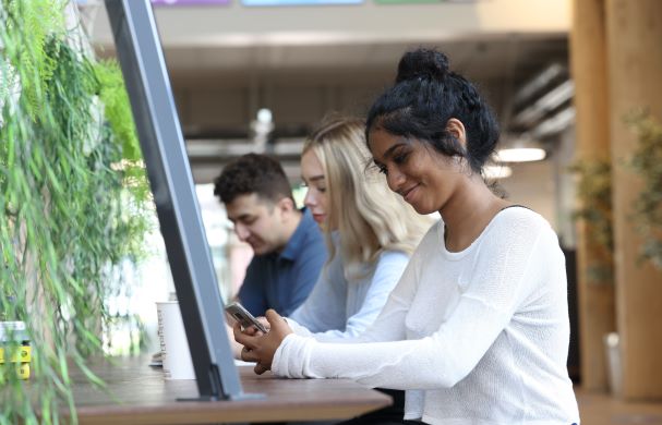 Student on phone
